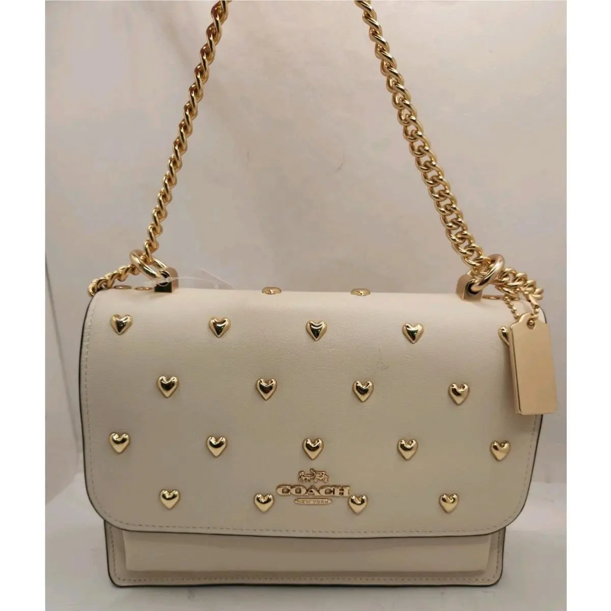 Klare Crossbody Bag with Heart Rivets in Gold/chalk by Coach