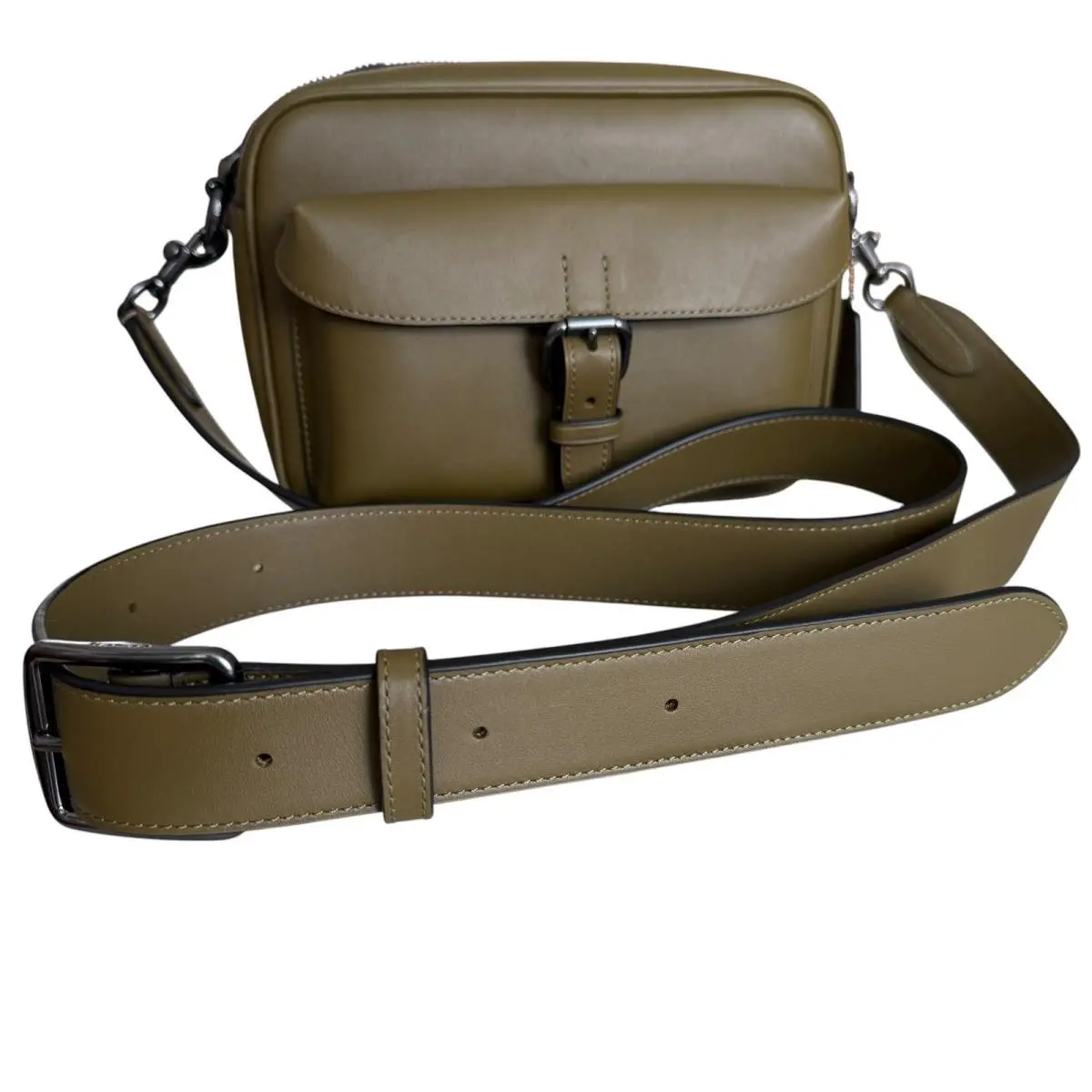 Olive Green Glovetanned Leather Crossbody Bag Gunmetal Hardware by Coach