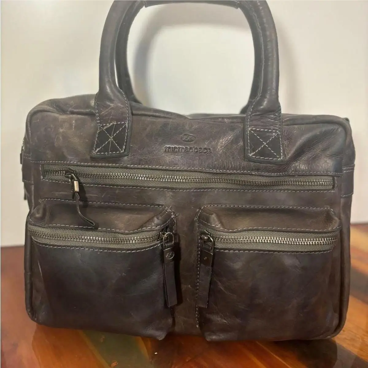 Micmacbags Espresso Leather Laptop Work Bag with Crossbody Strap by Coach
