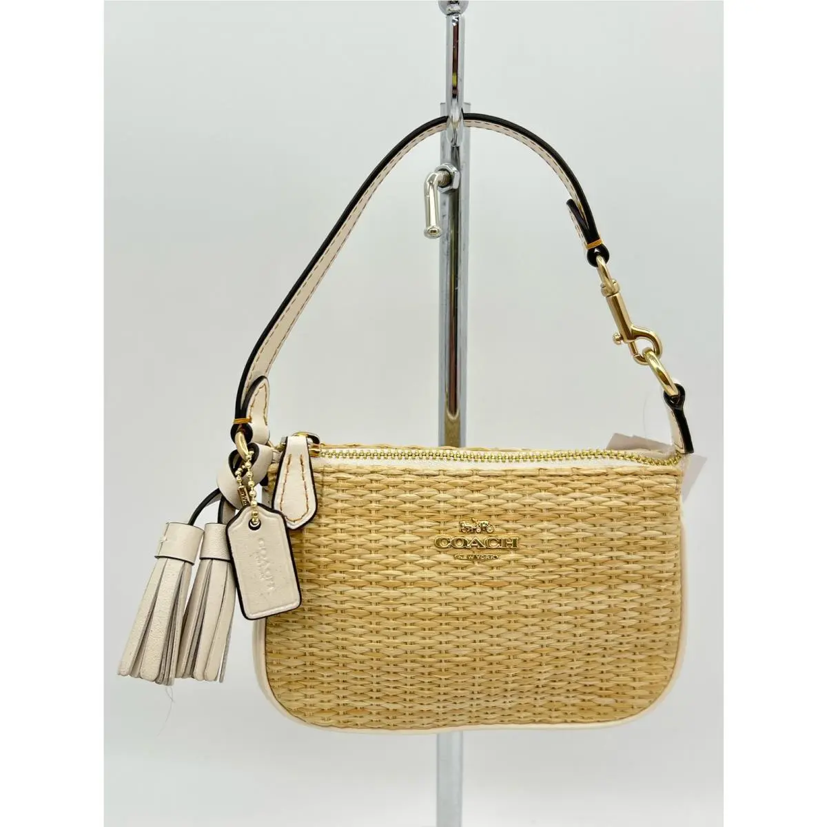 Nolita 15 in Straw CH215 Straw and Leather Small Women Wristlet by Coach