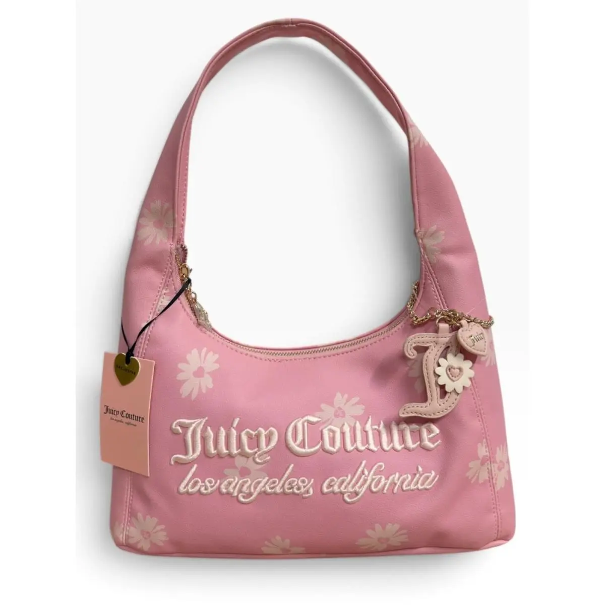 Daisy For Juicy Pink Hobo Shoulder Bag Floral Logo Charm Purse by Juicy Couture