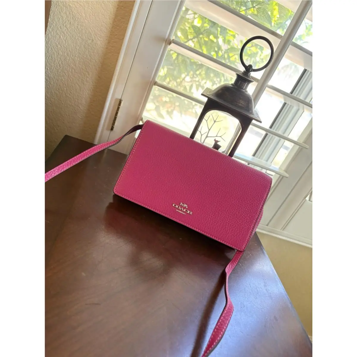 Women`s Crossbody Foldover Clutch Bag F30256 Cerise/bright Pink by Coach