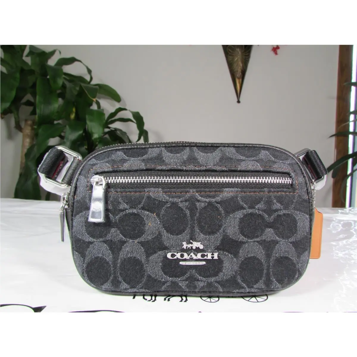 Mini Belt Bag In Signature Denim CQ186 Black by Coach