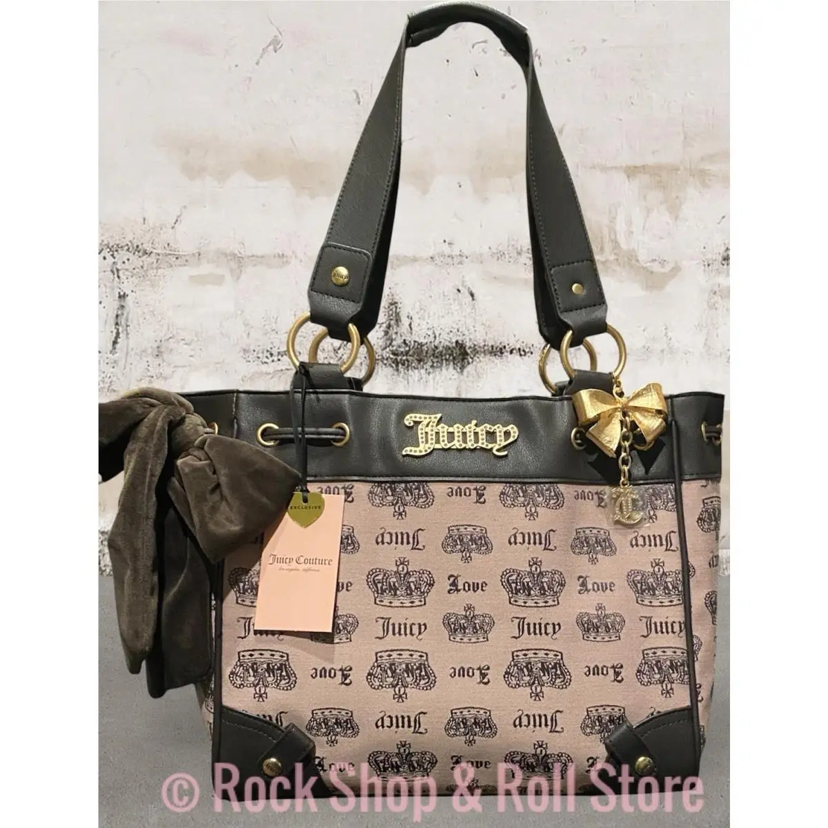 Vintage Pink Diamond Daydreamer Tote Shoulder Bag W/bow Charm by Juicy Couture