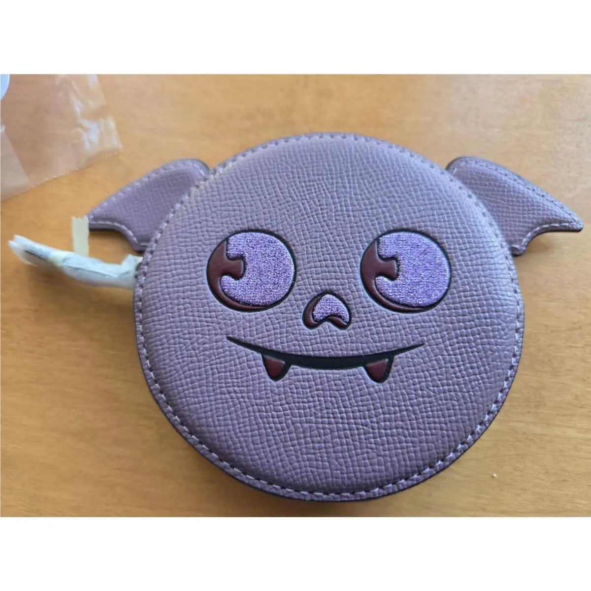 Leather Halloween Bat Coin Case Jasmine Silver CW465 by Coach