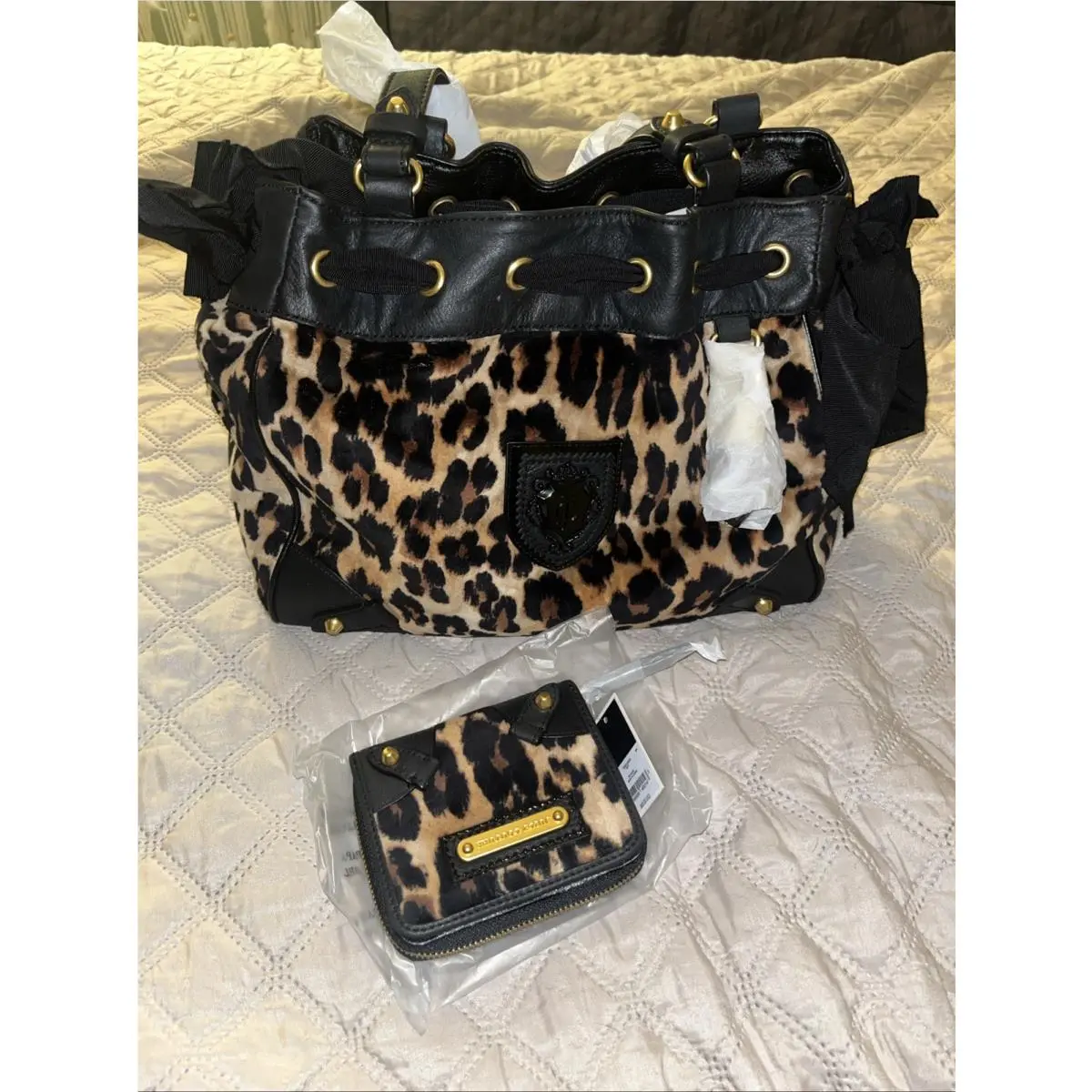 Vintage Y2K  Wild Things Leopard Daydreamer Bag Wallet Set by Juicy Couture