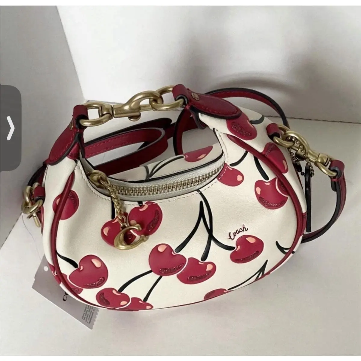 Jonie Bag with Cherry Print CAE83 Chalk Multi Mini Crossbody Wristlet by Coach