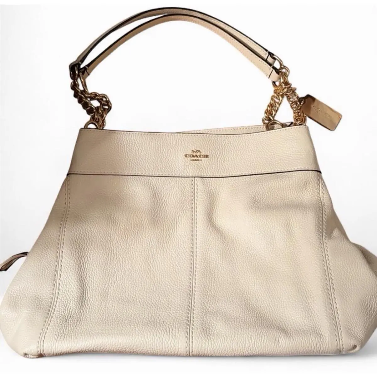 White Lexy Leather Hobo Bag by Coach