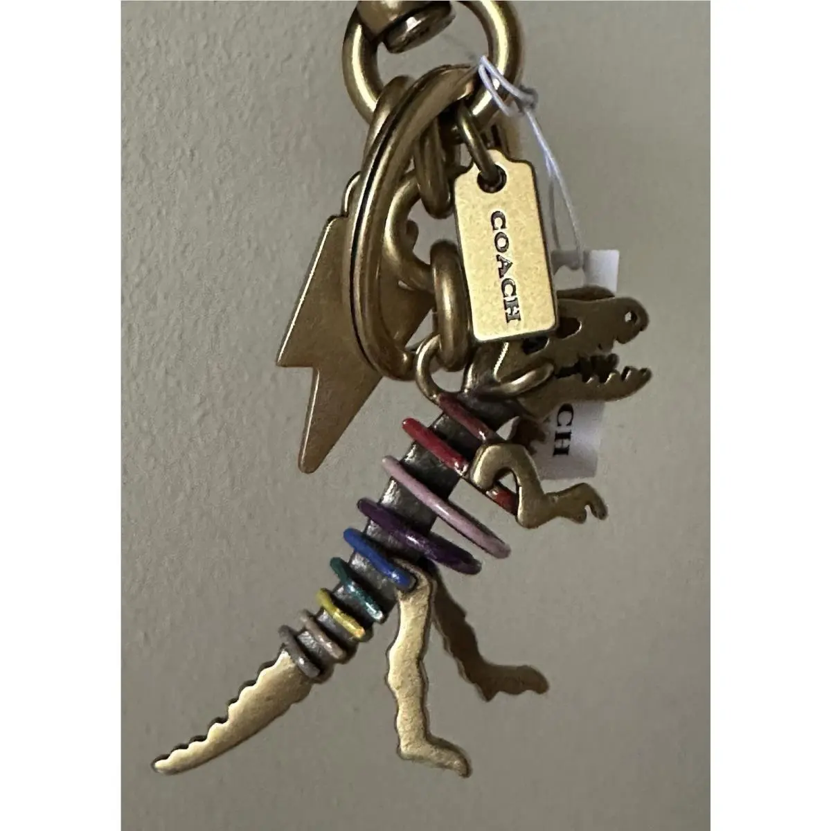 Rexy Gold Bag Charm Fob Multi Color Glitter Detail 29586 by Coach