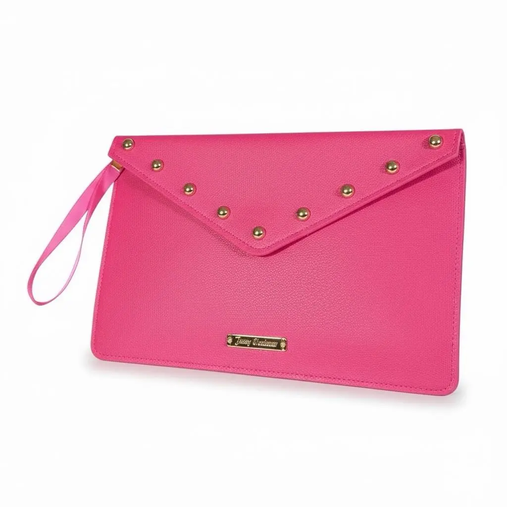 Pink Envelope Wristlet Clutch Studded Logo by Juicy Couture