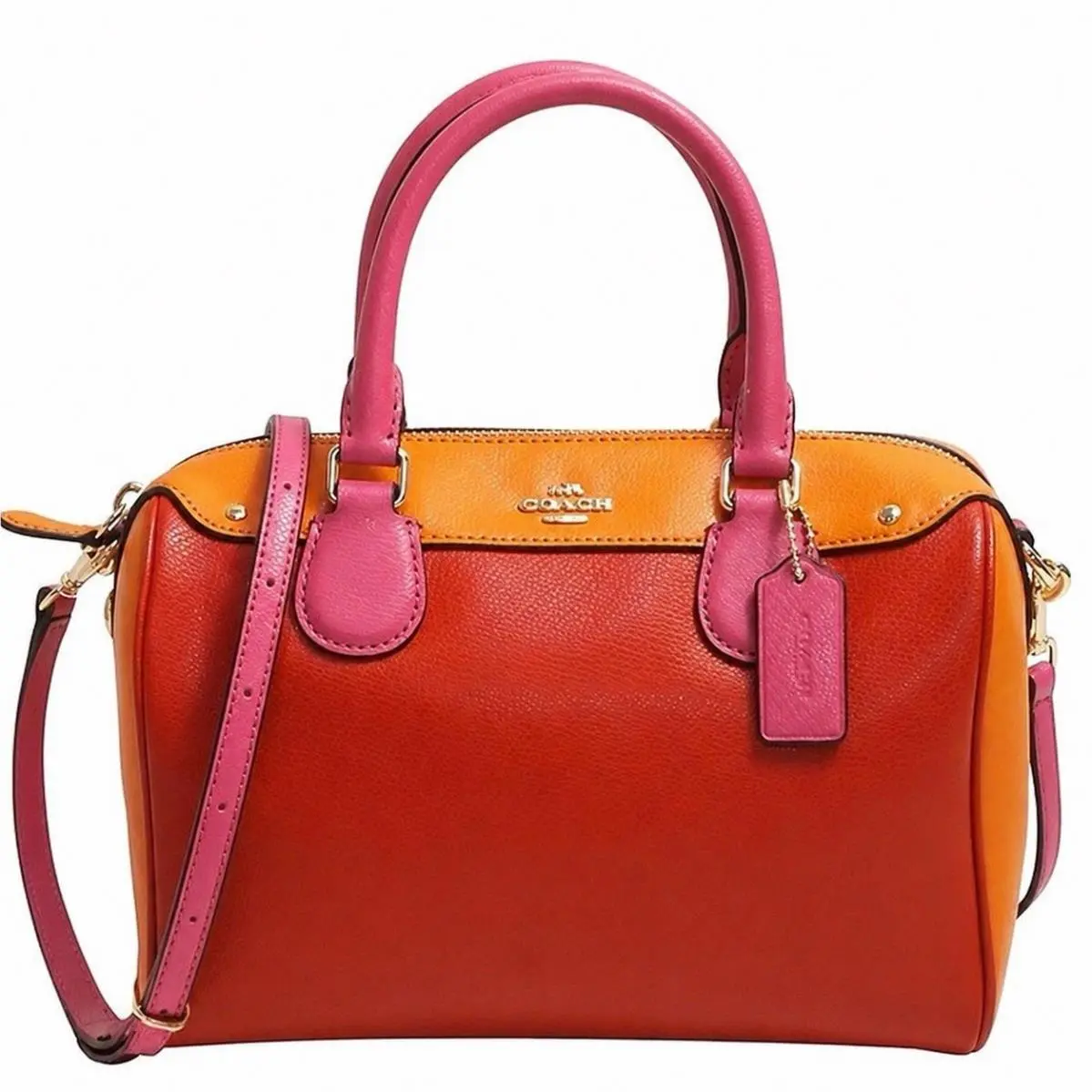 Mini Bennett Satchel Colorblock F37708 Carmine Multi Pink Orange Purse by Coach