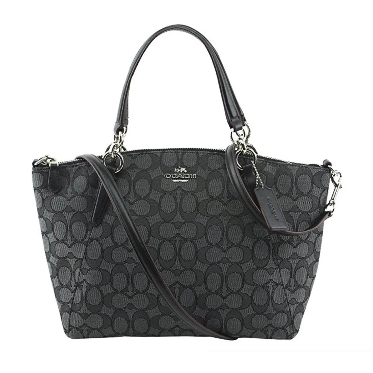 Outline Signature Small Kelsey Satchel in Smoke Black by Coach