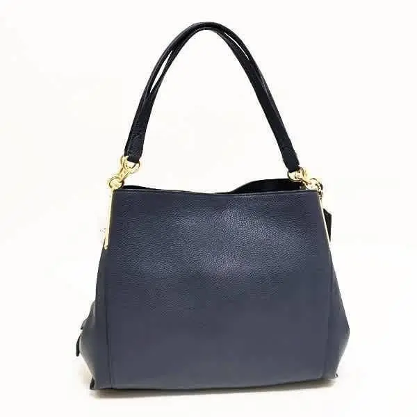 Dalton 31 Pebbled Leather Midnight Navy Shoulder Bag w/ Gold Hardwar by Coach