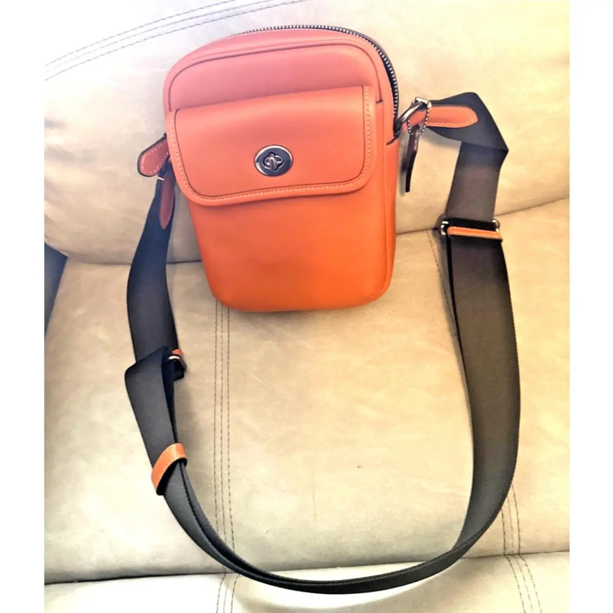 Tan Turnlock Crossbody Messenger Bag 8 by Coach