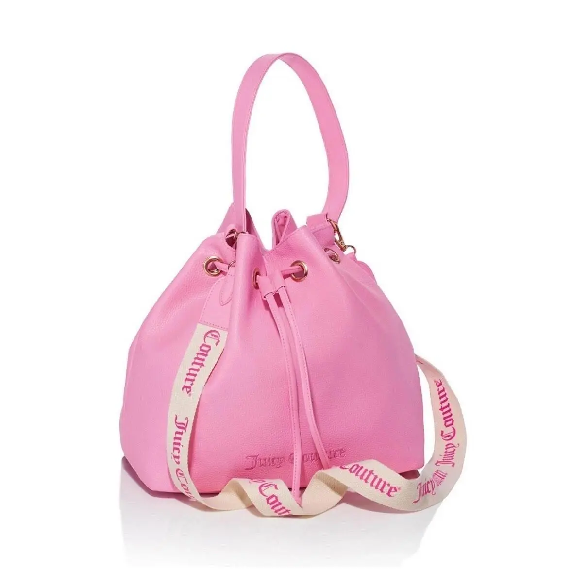 Viva LA Juicy Juicy Couture Pink Bucket Drawstring Shoulder / Cross Body Bag - Hardware: Gold, Exterior: Pink
