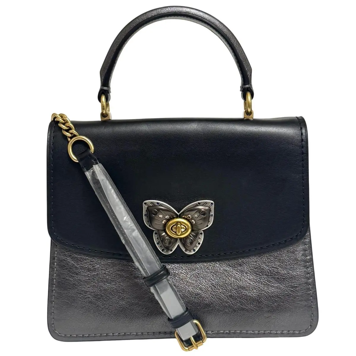 Parker Top Handle with Butterfly Turnlock and Snakeskin Detail by Coach