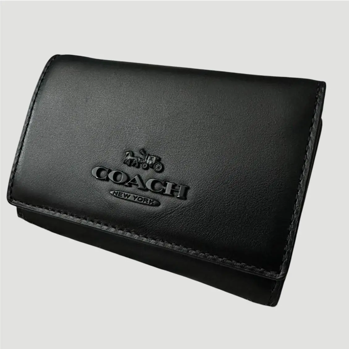 Refined Calf Leather Micro Wallet in Black by Coach