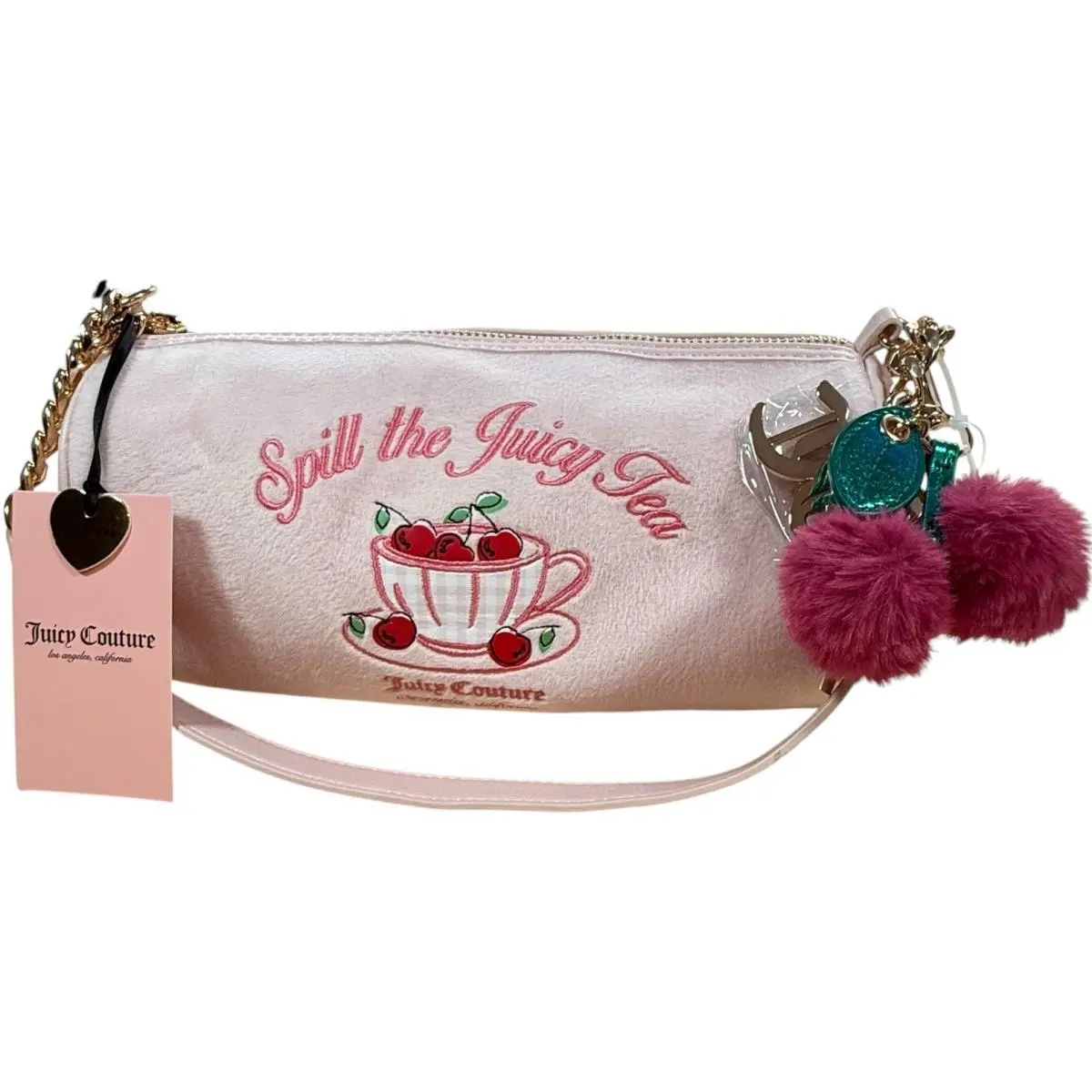 Spill The Juicy Tea Sweet Tea Pink Clay Shoulder Barrel Bag by Juicy Couture