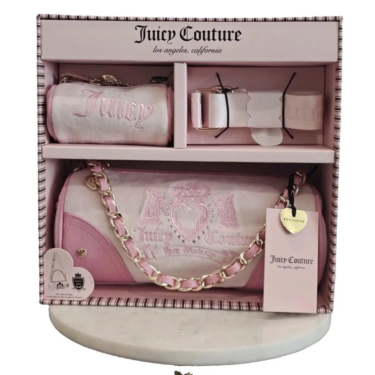 Heritage Barrel Bag Set – Pink Y2K Cylindrical Bag by Juicy Couture