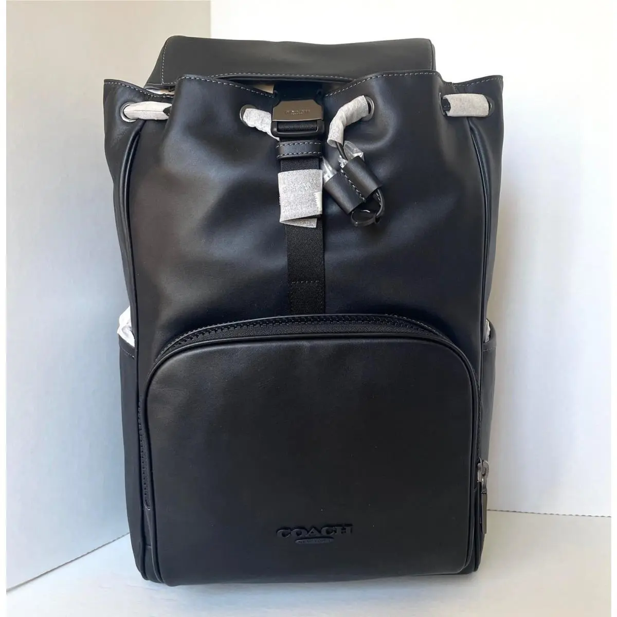 Racer Backpack CU112 Large Black Calf Leather Laptop Bag Mens Orgpkg by Coach