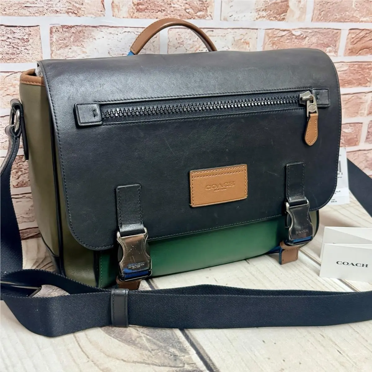 Tracker Color Block Messenger Calf Leather Crossbody Bag QBSP5 by Coach