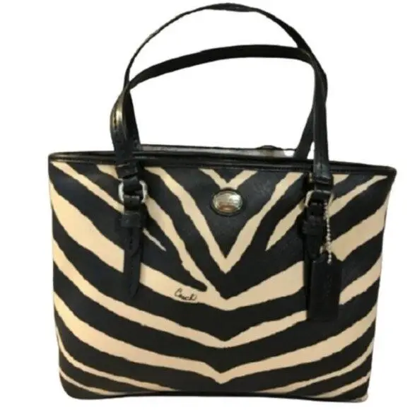 F52532 Peyton Zebra Top Handle Tote Sv/black by Coach