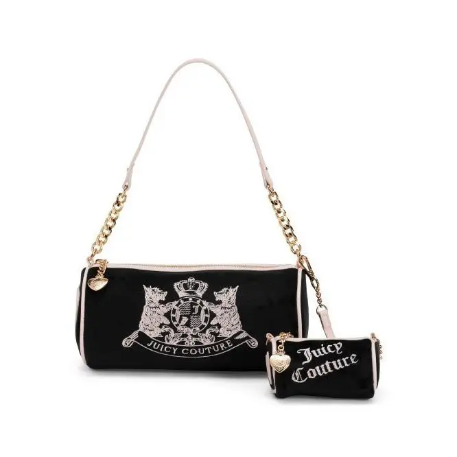 Juicy Couture Liquorice Black Scottie Dogs Barrel Shoulder Bag Satchel w/ Mini - Exterior: Black