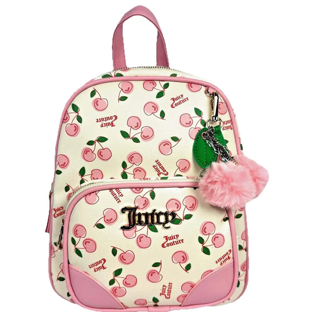Cherry Print Mini Backpack Pom Pom Charm Pink by Juicy Couture