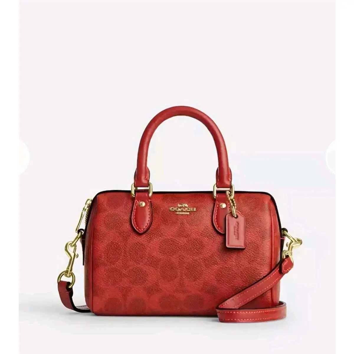 Mini Rowan Crossbody Bag In Signature Canvas CEY63 Gold Crimson by Coach