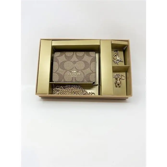 Boxed Mini Wallet On A Chain In Blocked Signature Canvas C7355 by Coach