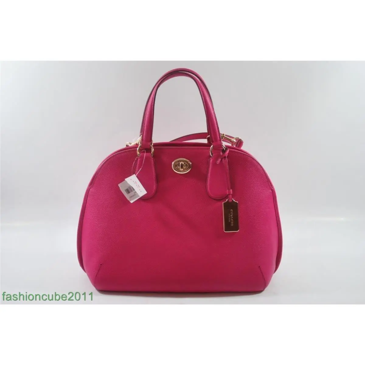 Wtg  Prince Street Dome Cross Grain Leather Satchel -34939 Pink Ruby by Coach