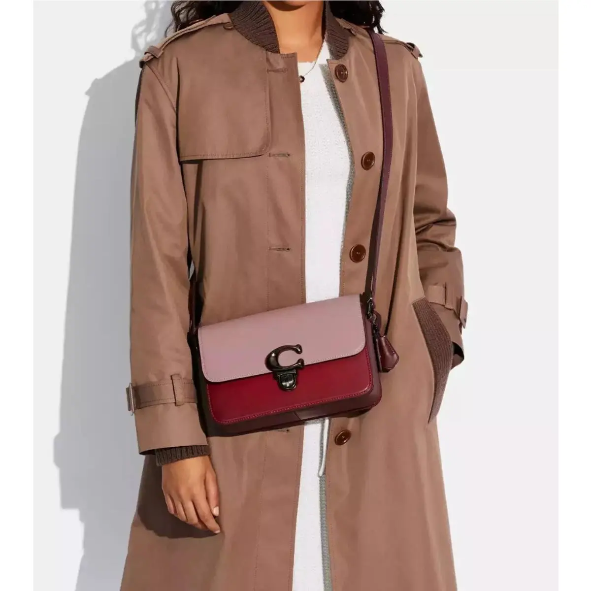 C6638 Studio Shoulder Bag In Colorblock Leather Crossbody Pink Multi by Coach
