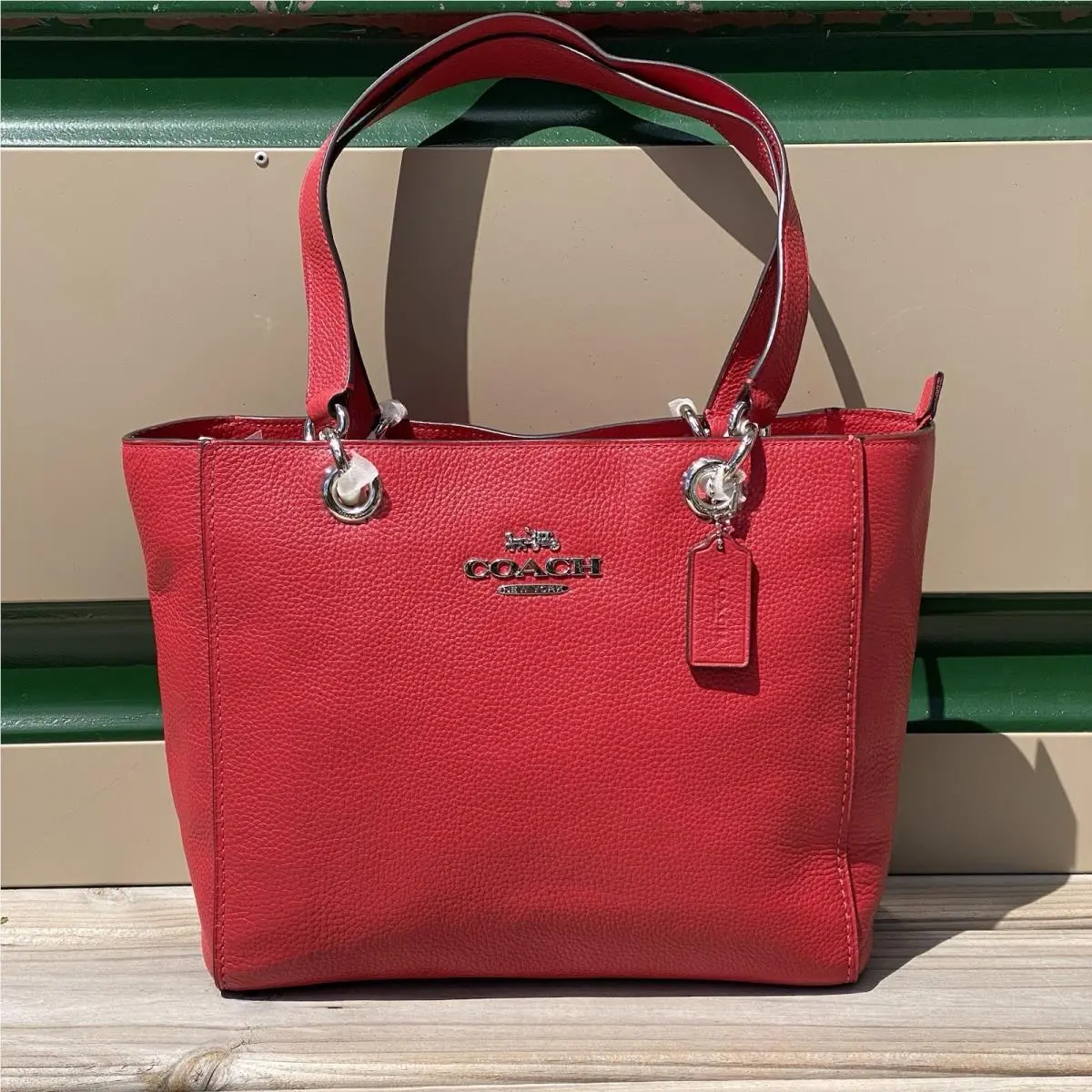 Leather Jes Tote Bright Cardinal Pebble Leather Shoulder Bag by Coach