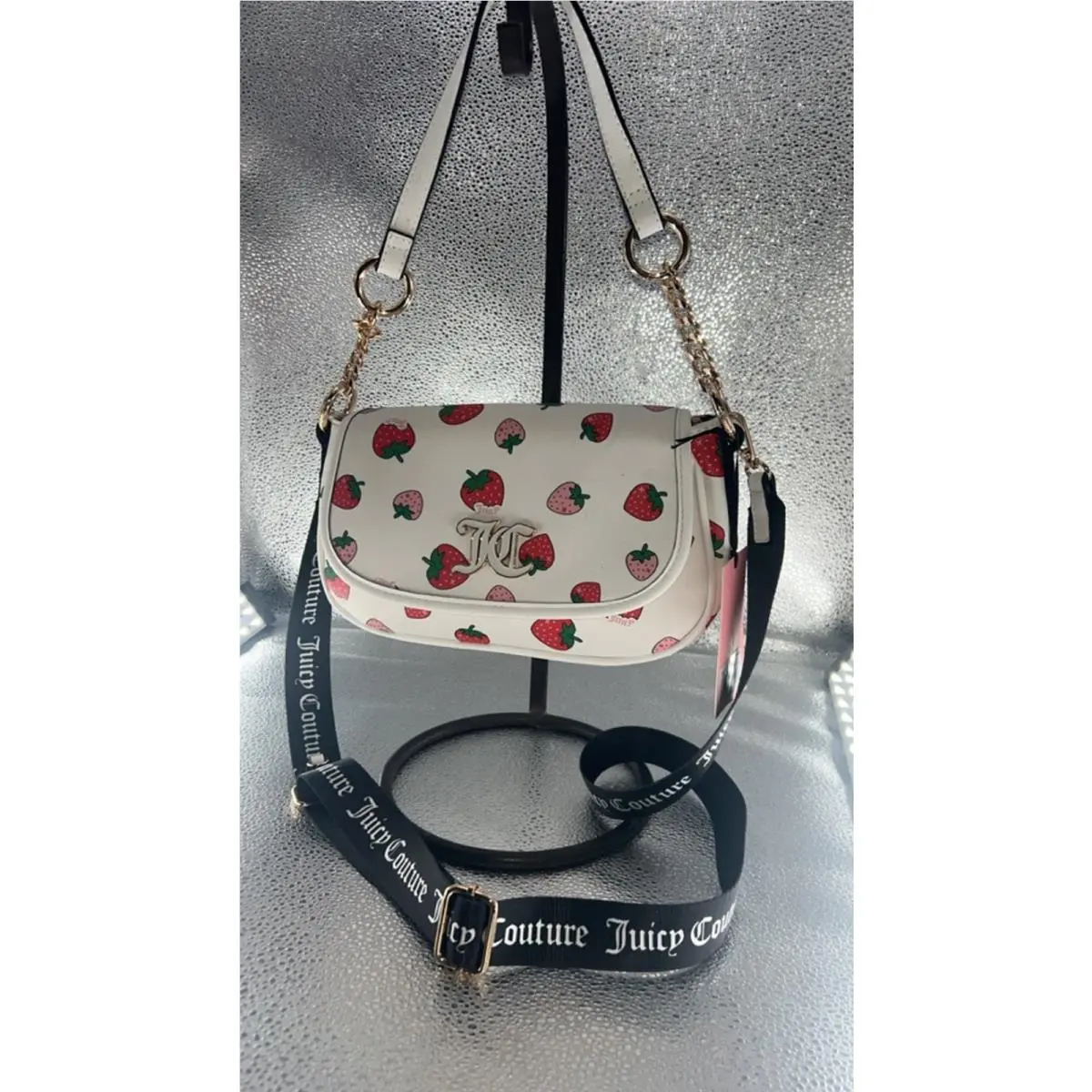 Women`s  Crossbody Bag One Size White Red Strawberry Print by Juicy Couture