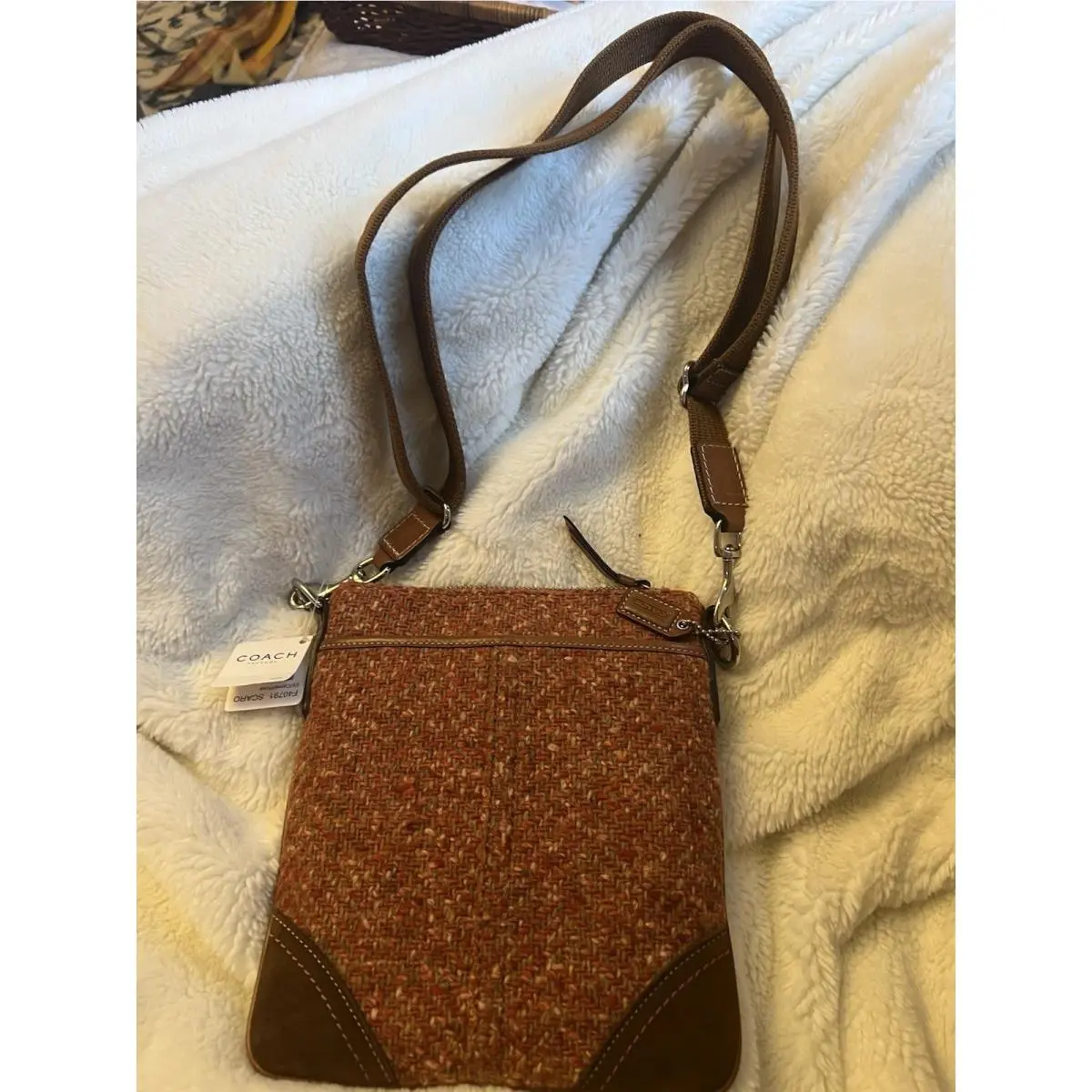 Limited  Kitt Crossbody Tweed Wool Suede Leather Trim Messenger by Coach
