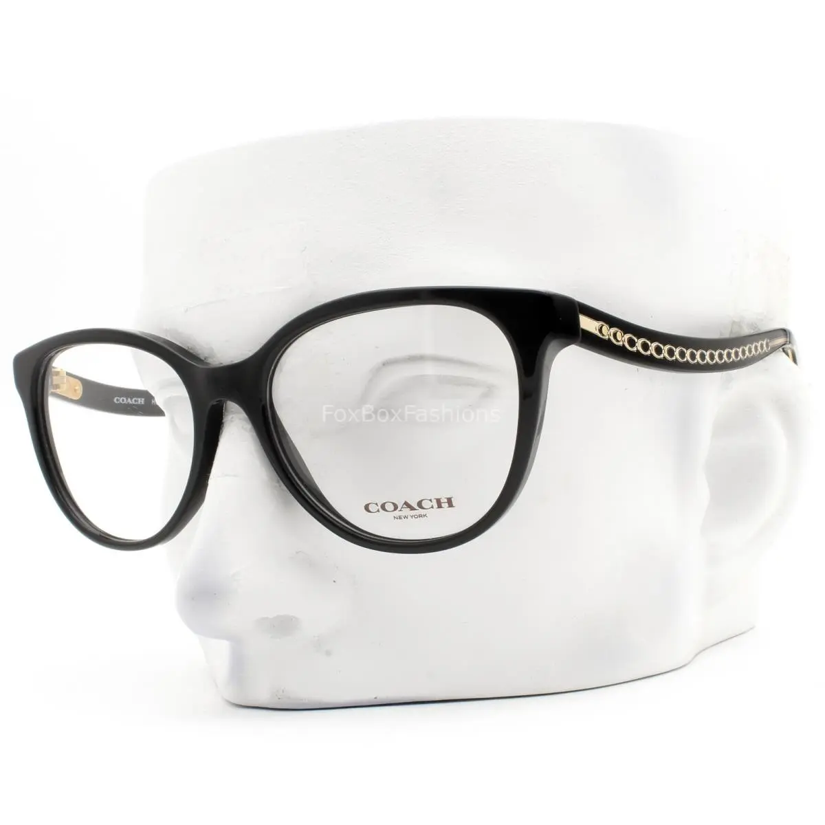 Eyeglasses Glasses HC 6177 5002 Glossy Black on Gold Logo Arms 52mm W/case by Coach