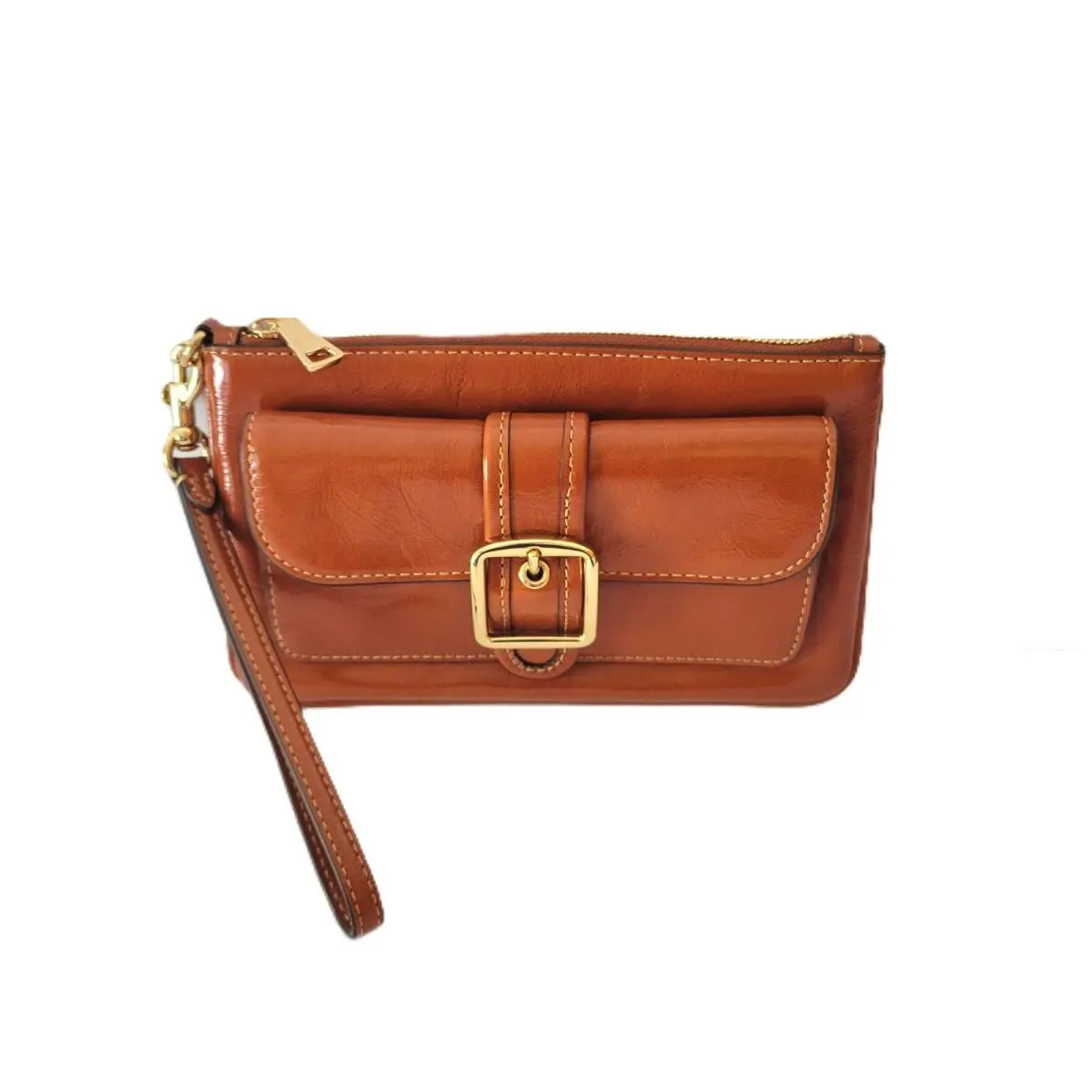 CDY04 Ashton Wristlet Shiny Glazed Patent Leather Clutch Wallet Cinnamon by Coach