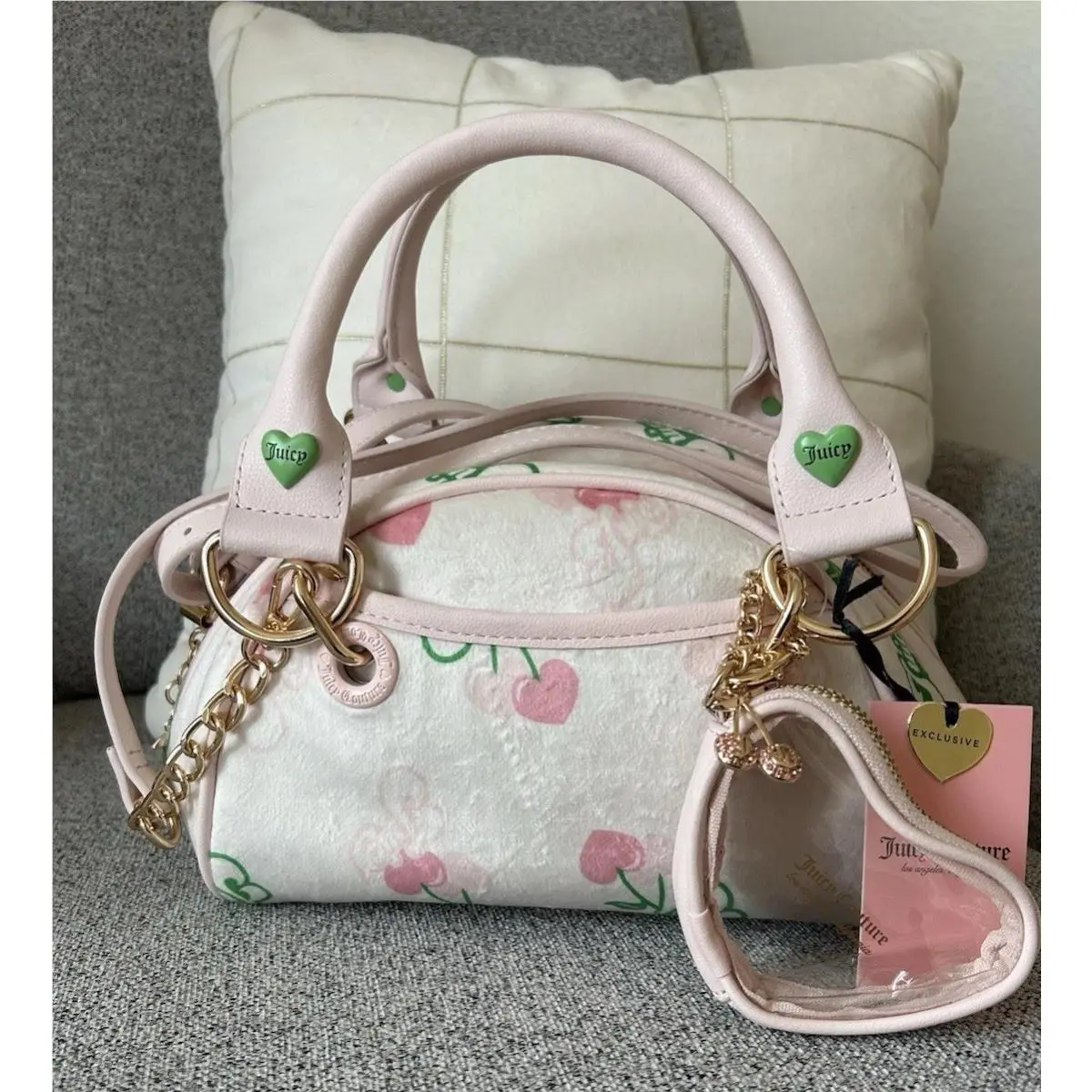Retro Cherry Satchel Crossbody Bag Retro Pink Multi Heart Coin Bag by Juicy Couture