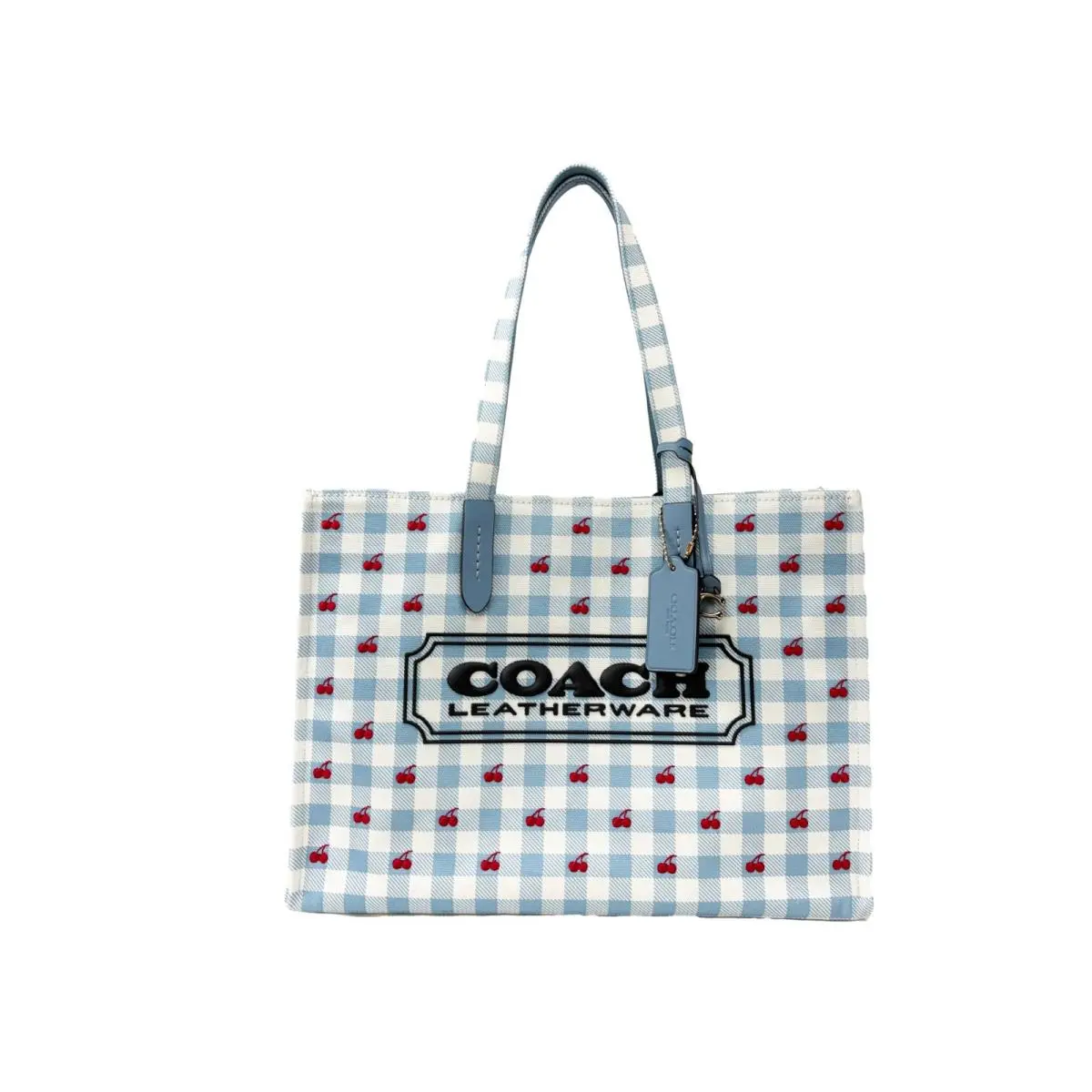 Gingham Print Canvas Tote Bag by Coach