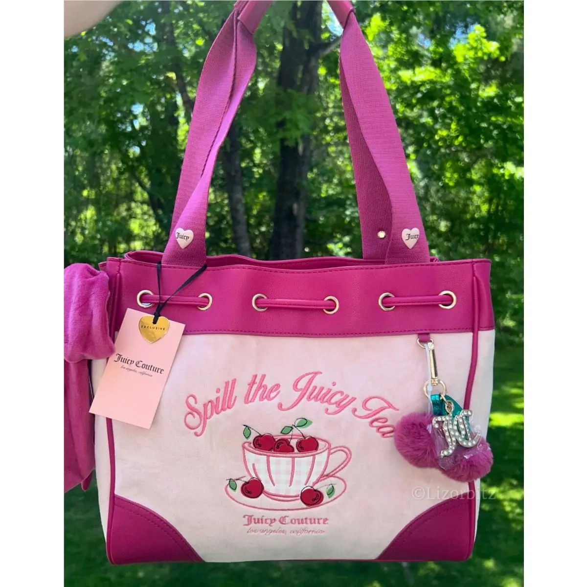 Daydreamer Sweet Tea Party Velour Tote in Pink Clay by Juicy Couture