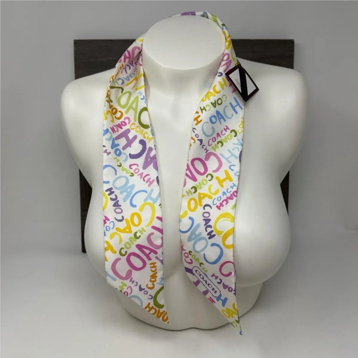 Vintage  Scarf Skinny Multicolor Y2K Paint Pony Ponytail Silk Bag by Coach