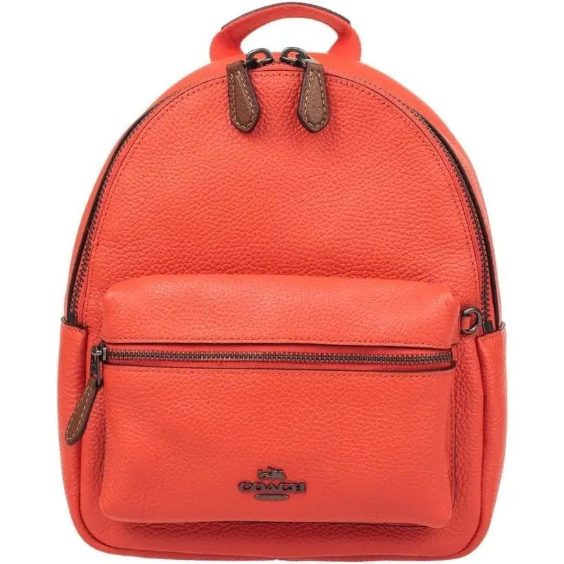Campus Mini Backpack Pebbled Leather Red F11769 Orange QBC88 by Coach