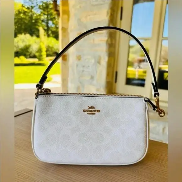 Nolita 19 Signature Canvas Wristlet Shoulder Bag Chalk White CW426 by Coach