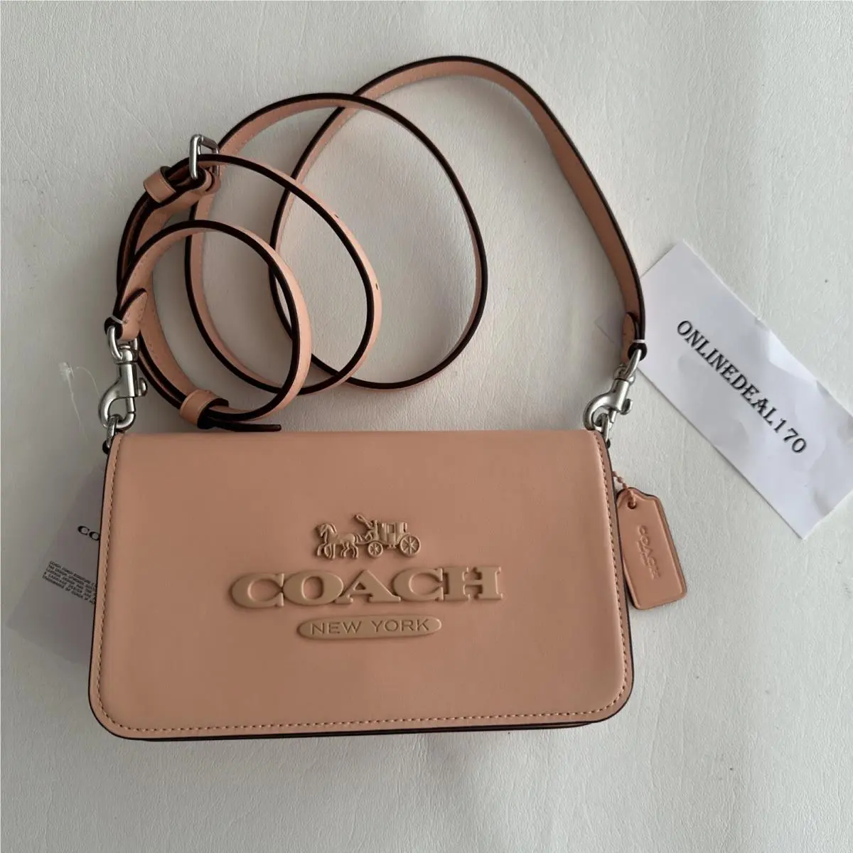 Toni Crossbody Refined Calf Leather Faded Blush Orange CT778 by Coach