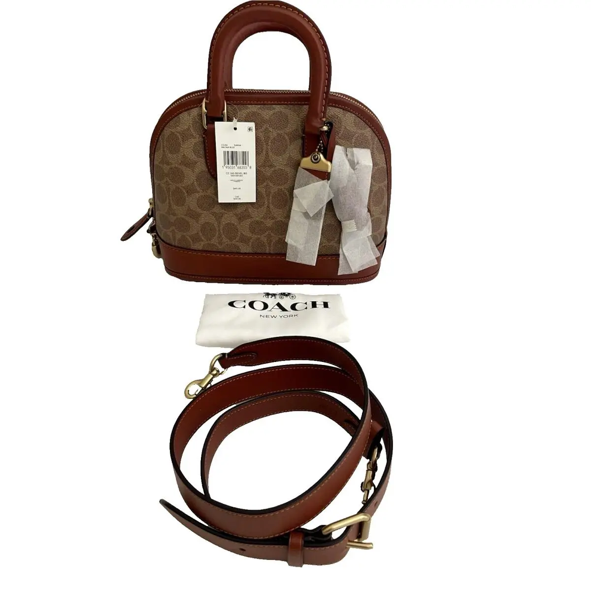 Revel Bag Signature Coated Canvas Leather Tan Rust by Coach