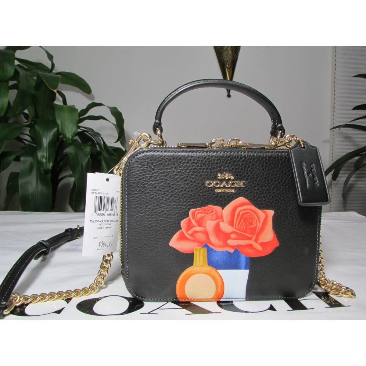 Leather X Tom Wesselmann Box Crossbody Bag CQ047 Black Multi by Coach