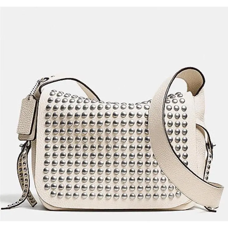 35764 Rivets Flaps Dakotah Crossbody Leather Wr/cream Silver Hardware by Coach