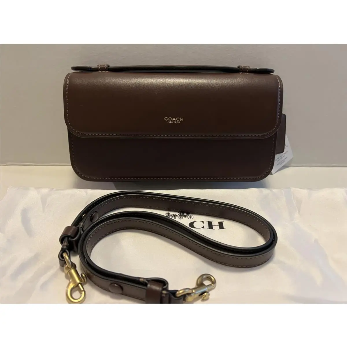 York Elora Top Handle Maple Brown Leather Crossbody Bag CCY30 by Coach
