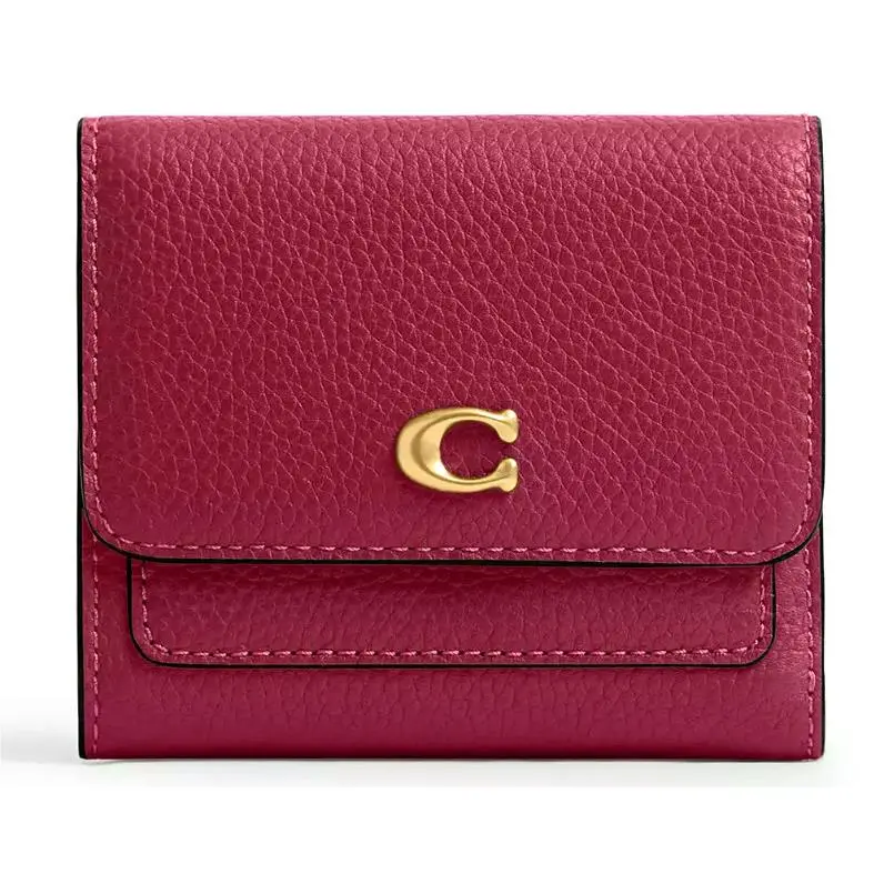 Mila Small Flap Wallet - CAO13 Dark Fuchsia Polished Pebble Leather by Coach