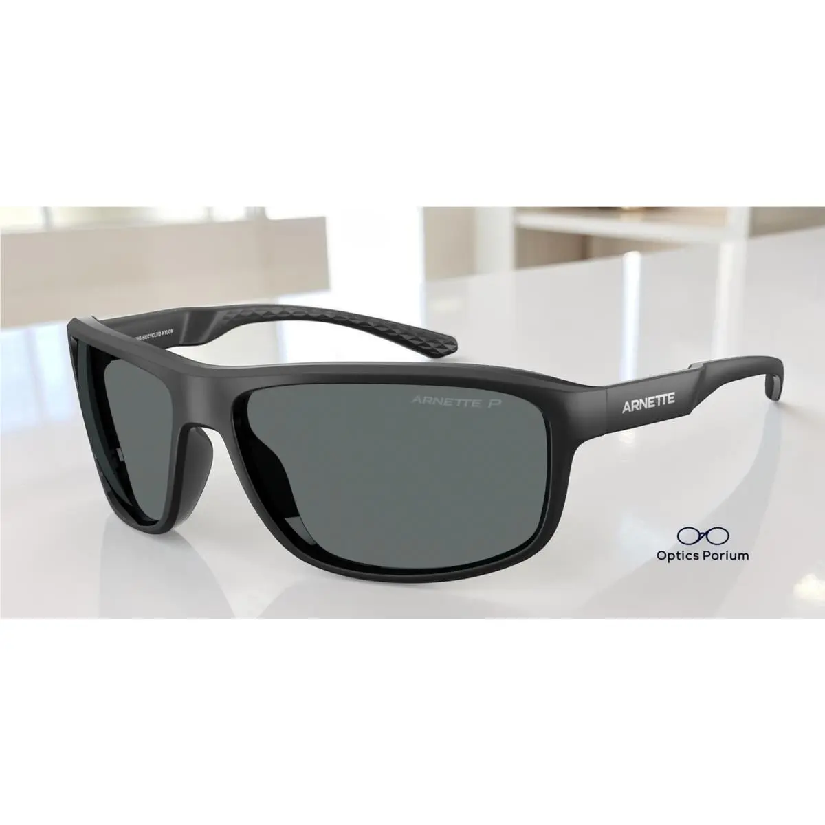 AN4374 290081 Matte Recycled Black Grey Polarized 64 mm Men`s Sunglasses by Arnette